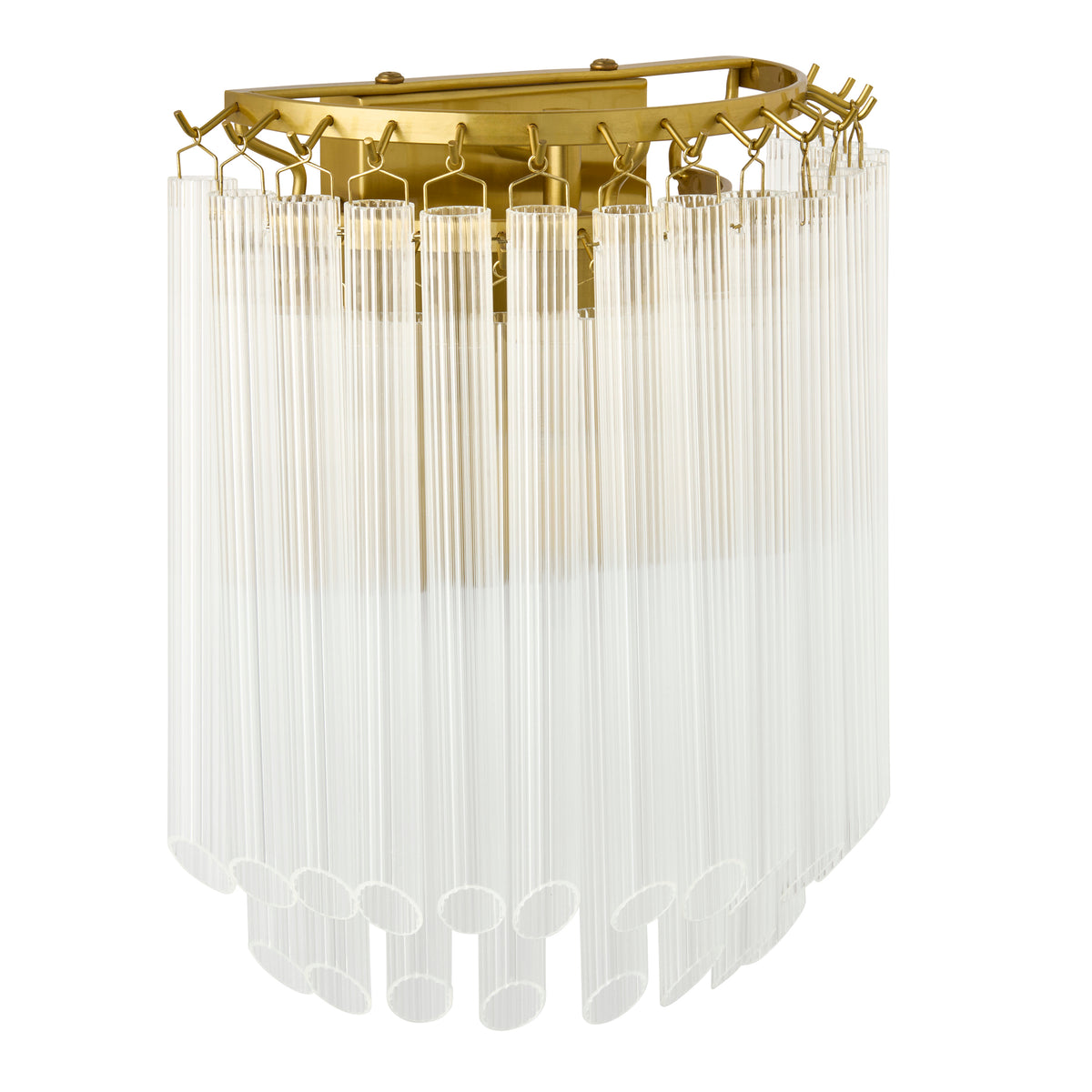 Montpellier Wall Light in Brushed Brass with Ribbed Cylindrical Clear Glass