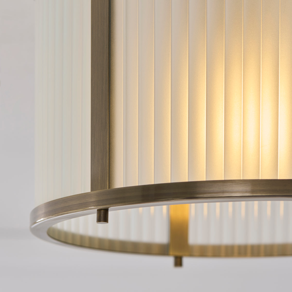 Ridgeton Flush Ceiling Light in Antique Brass & Frosted Ribbed Glass