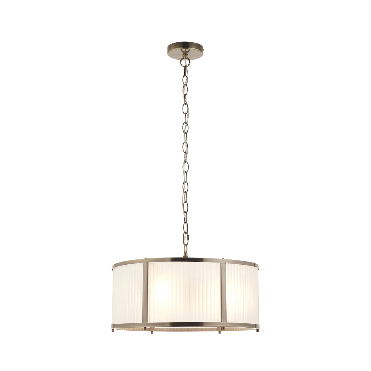 Ridgeton Pendant Light in Antique Brass & Frosted Ribbed Glass