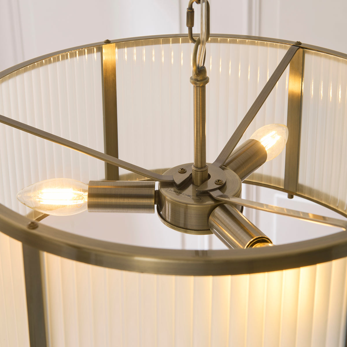 Ridgeton Pendant Light in Antique Brass & Frosted Ribbed Glass