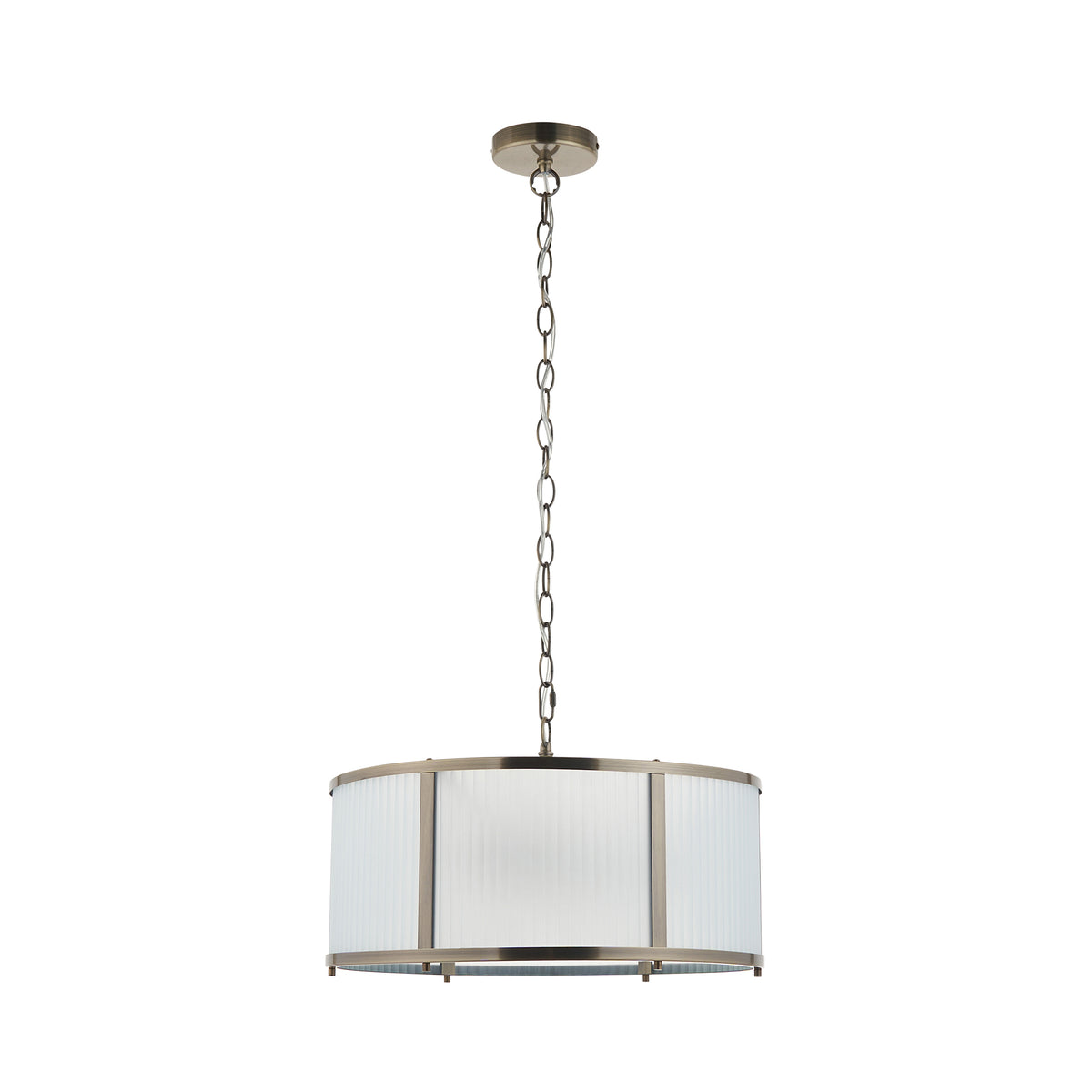 Ridgeton Pendant Light in Antique Brass & Frosted Ribbed Glass