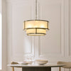 Ridgeton Double Tier Pendant Light in Antique Brass & Frosted Ribbed Glass