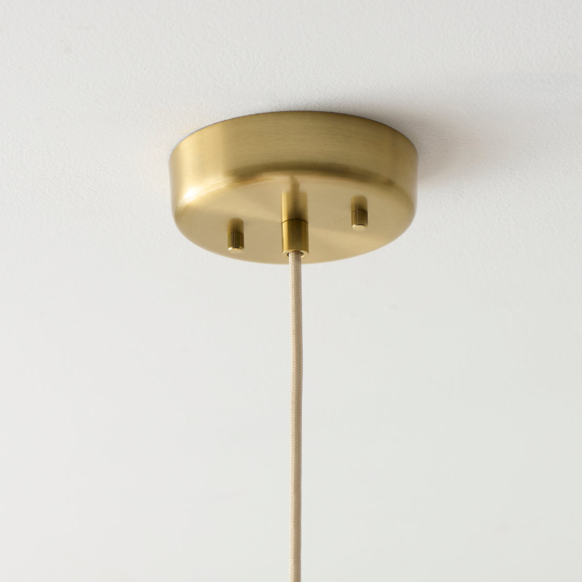 Isabella Pendant in Brushed Aged Brass with Flowing Vintage White Fabric Shade