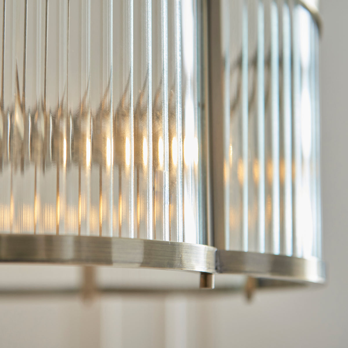 Ridgeton Scallop Pendant Light in Antique Brass & Clear Ribbed Glass