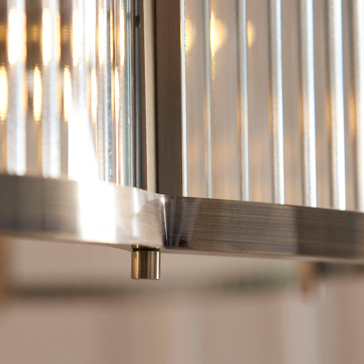 Ridgeton Scallop Large Pendant Light in Antique Brass & Clear Ribbed Glass