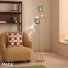 Ilaria 3 Light Floor Lamp No.1 in Polished Brass with Multi Colour Dimple Glass Shades
