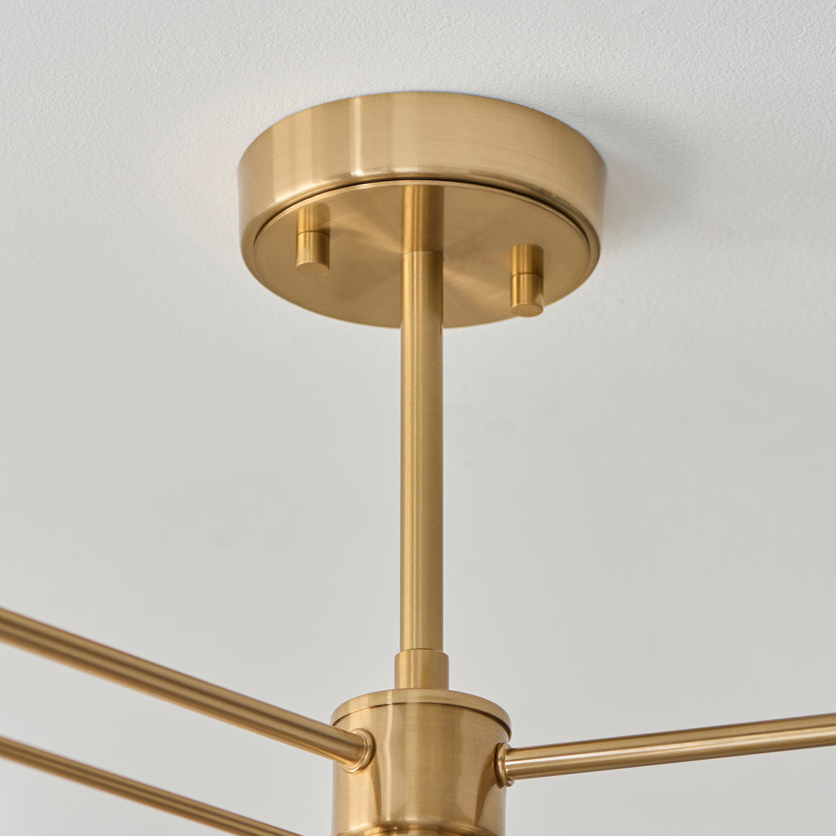 Wallbridge Three Arm Ceiling Light in Brushed Aged Brass with Natural Linen Shades