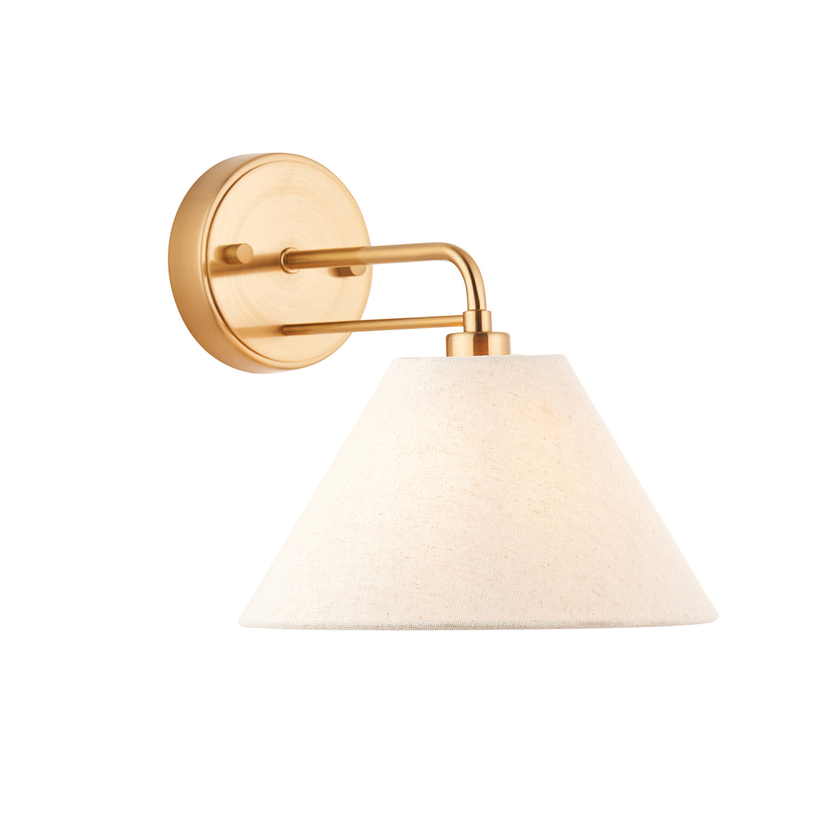 Wallbridge Wall Light in Brushed Aged Brass with Natural Linen Shade