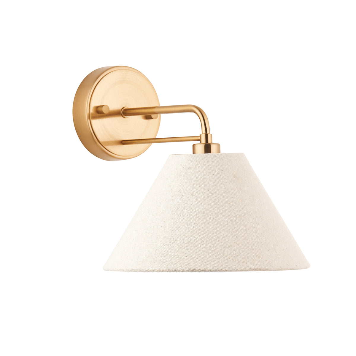 Wallbridge Wall Light in Brushed Aged Brass with Natural Linen Shade