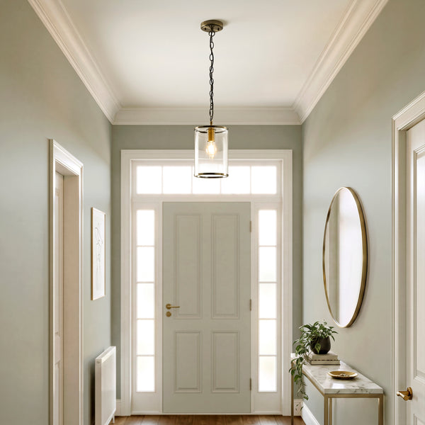 Hebden Single Drop Pendant in Antique Brass with Clear Glass