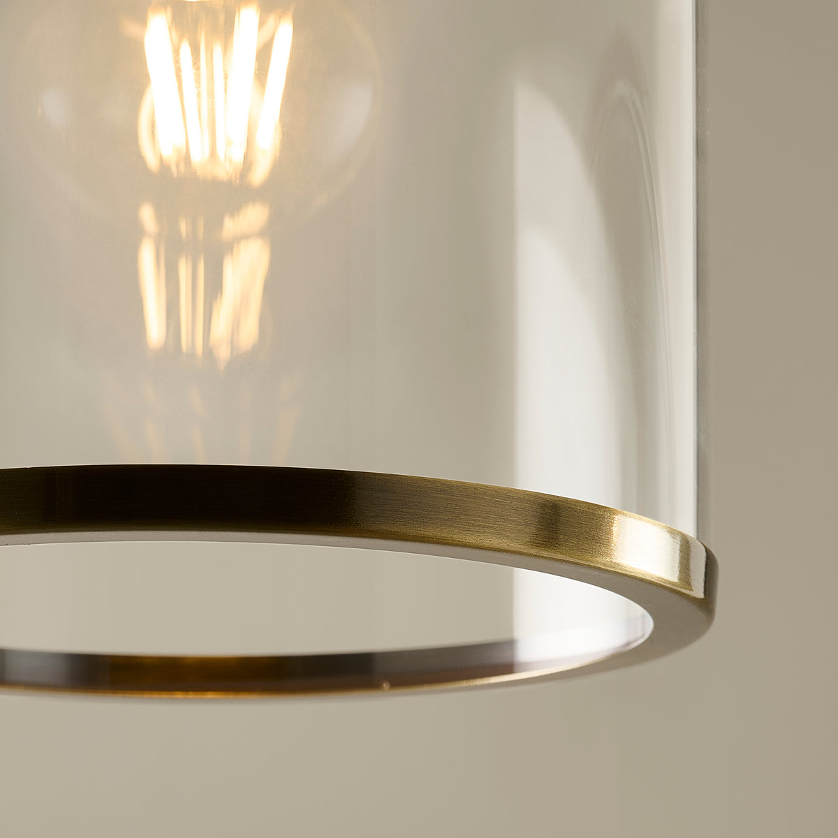 Hebden Single Drop Pendant in Antique Brass with Clear Glass