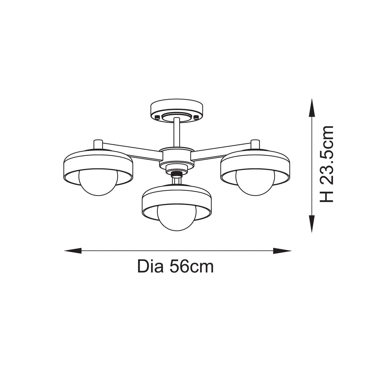 Boss Semi Flush Ceiling Light in Brushed Aged Brass with Matt Opal Glass Shades
