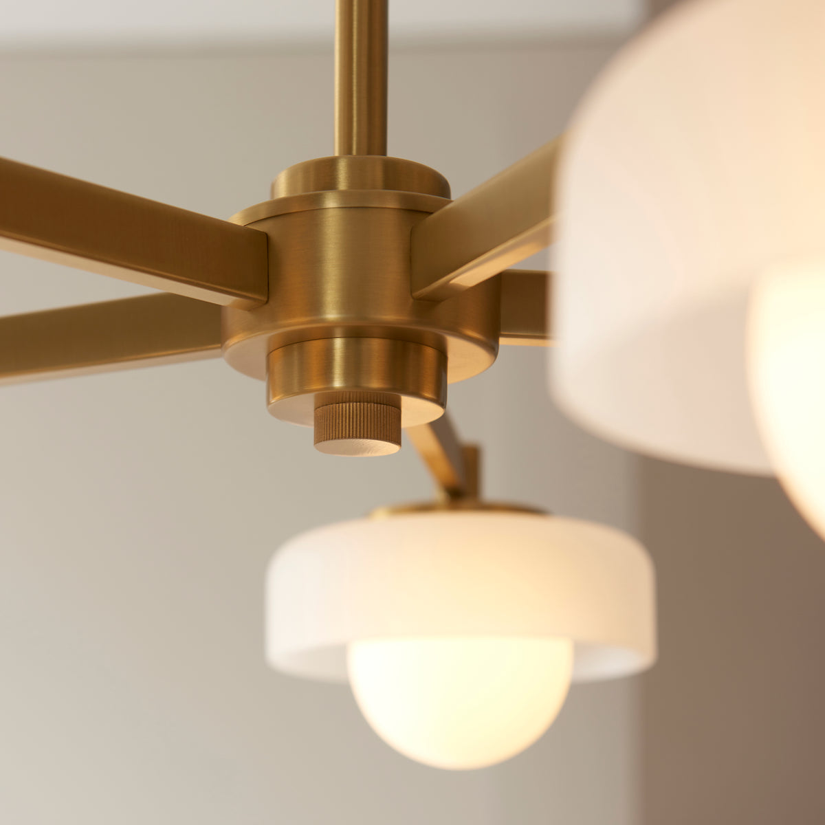 Boss Pendant in Brushed Aged Brass with Matt Opal Glass Shades