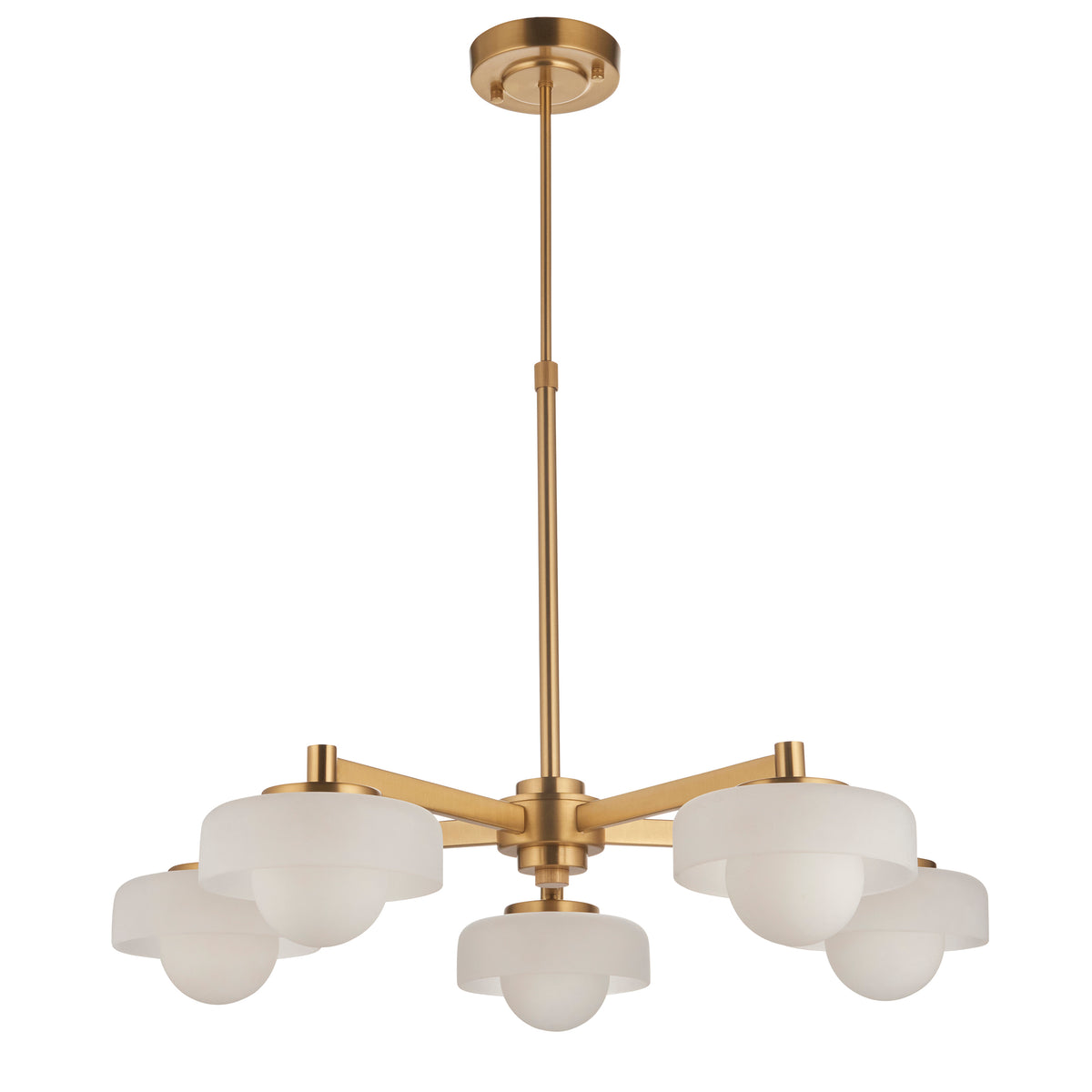 Boss Pendant in Brushed Aged Brass with Matt Opal Glass Shades