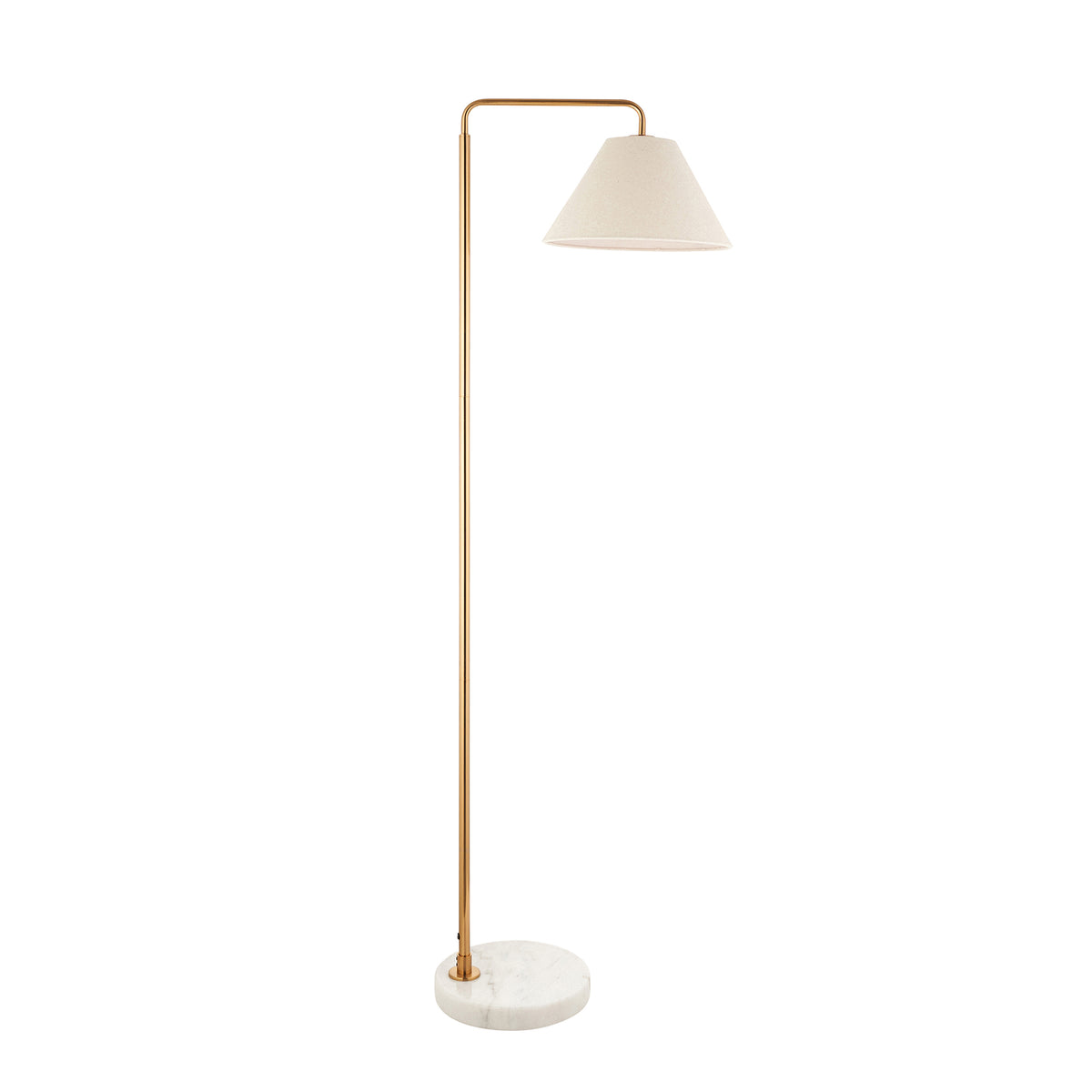 Wallbridge Floor Lamp in Brushed Aged Brass with Natural Linen Shade