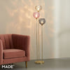 Ilaria 3 Light Floor Lamp No.3 in Polished Brass with Multi Colour Dimple Glass Shades