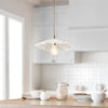 Orchid & Eltham Pendant with Natural Fabric Flex and Brushed Aged Brass Metalwork