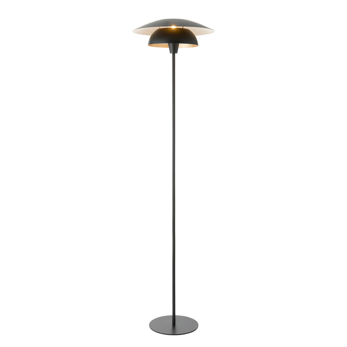 Lyon Floor Lamp in Matt Black Shade with Inner Painted Satin Brass