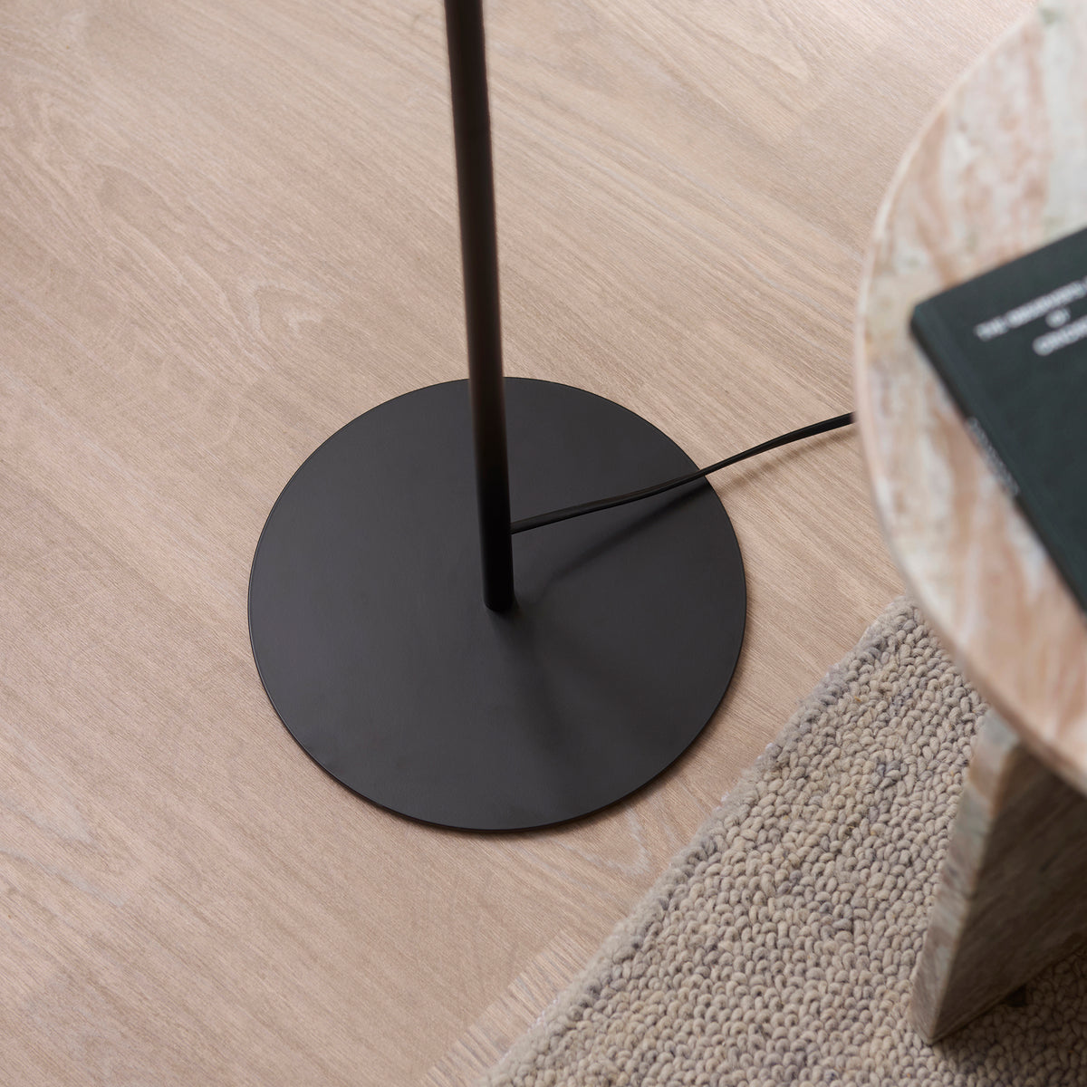 Lyon Floor Lamp in Matt Black Shade with Inner Painted Satin Brass