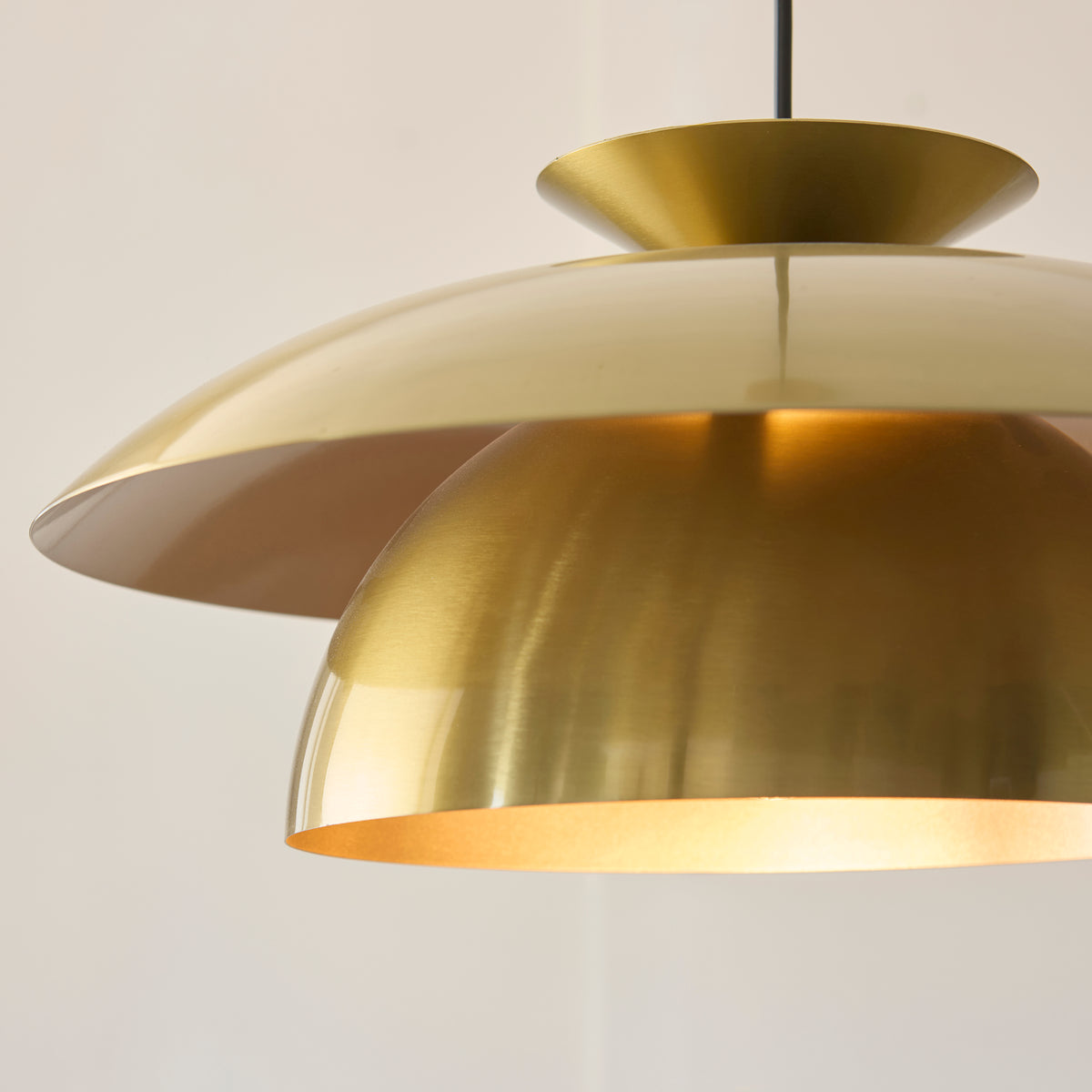 Lyon Single Drop Pendant with Satin Brass Metalwork