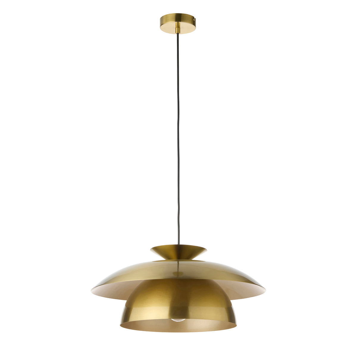 Lyon Single Drop Pendant with Satin Brass Metalwork