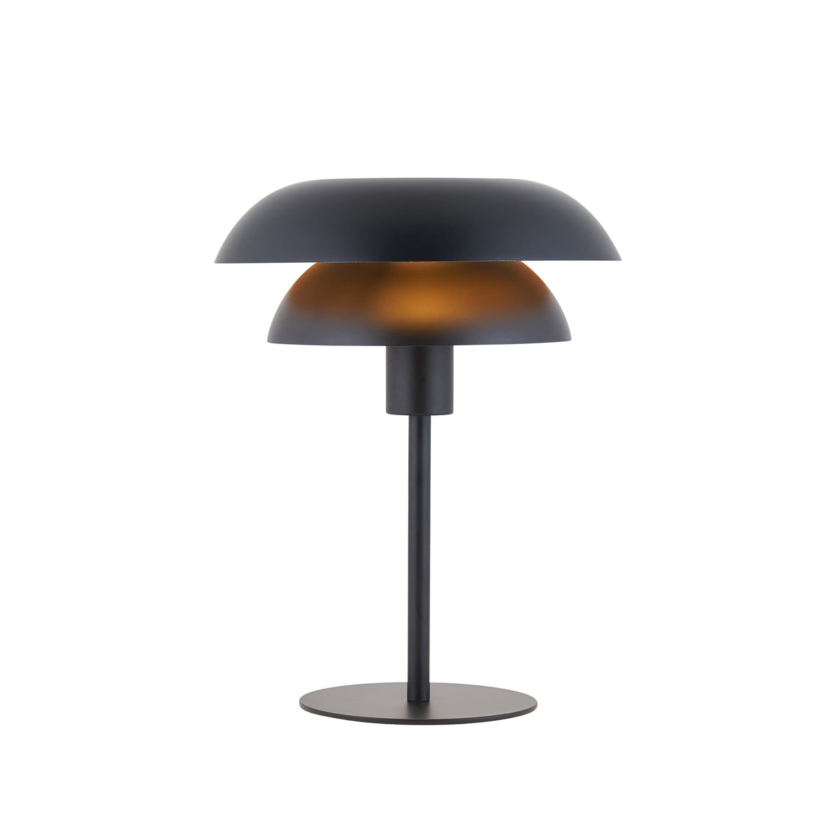 Lyon Table Light in Matt Black Shade with Inner Painted Satin Brass