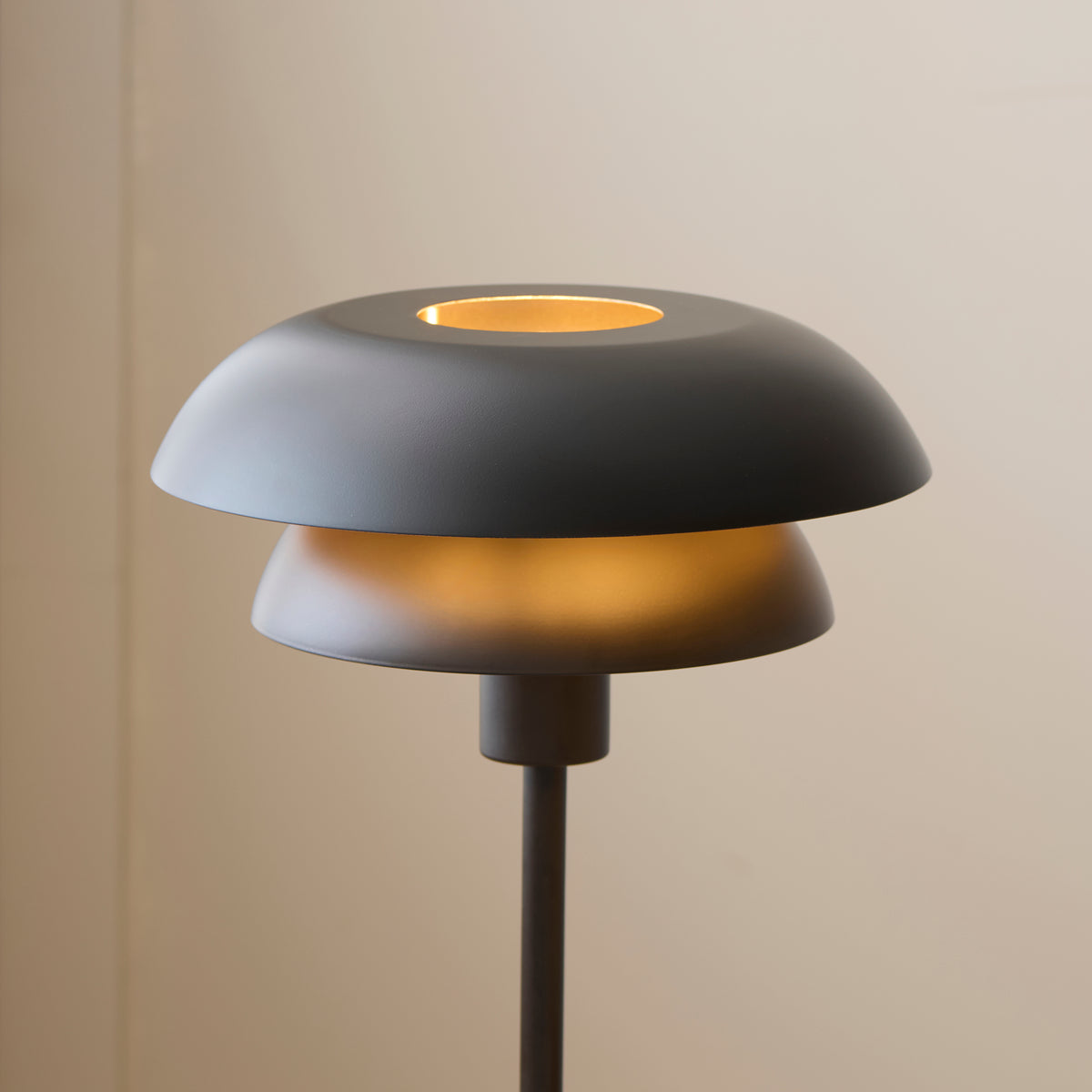 Lyon Table Light in Matt Black Shade with Inner Painted Satin Brass
