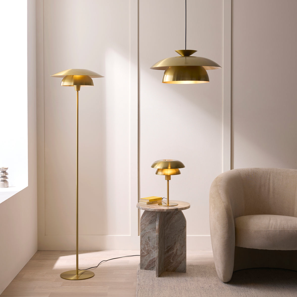 Lyon Table Light with Satin Brass Metalwork