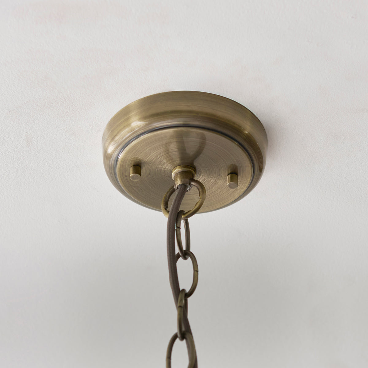 Harborne Single Drop Pendant in Antique Brass with Clear Ribbed Glass