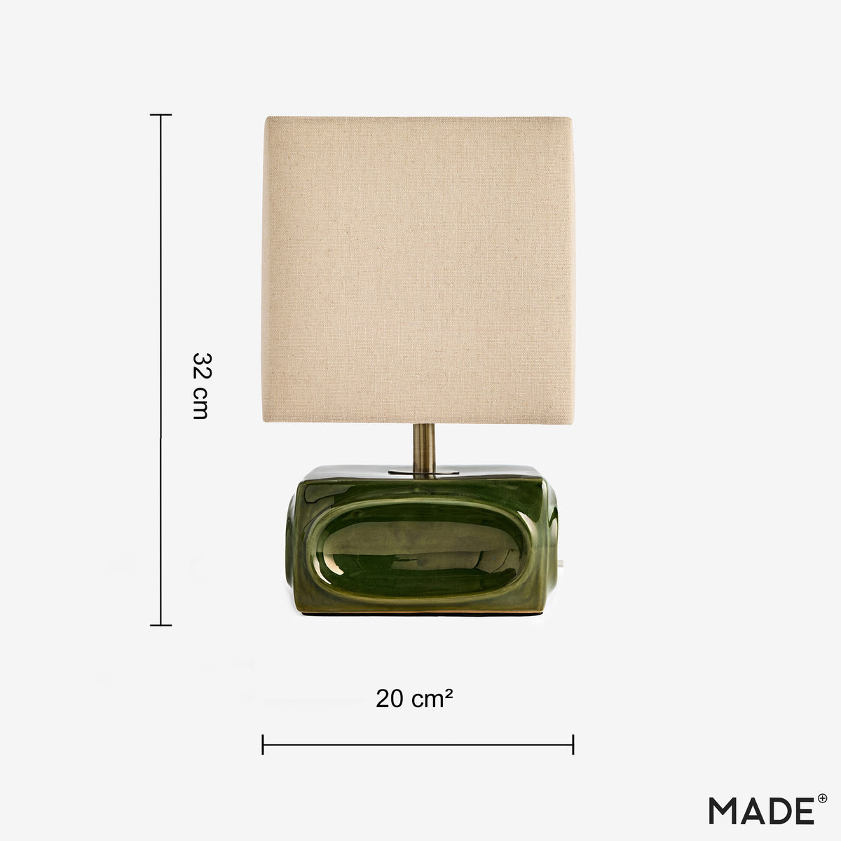 Nell Ceramic Table Lamp in Green with Square Linen Shade