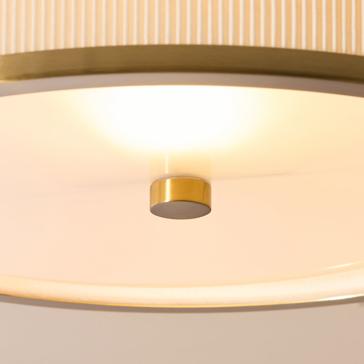 Lexi Flush Ceiling Light in Aged Brass with Ivory Micro Pleated Shade