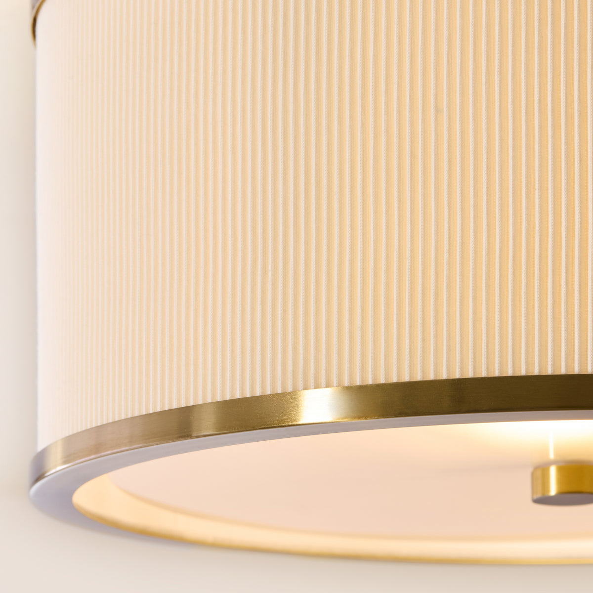 Lexi Flush Ceiling Light in Aged Brass with Ivory Micro Pleated Shade