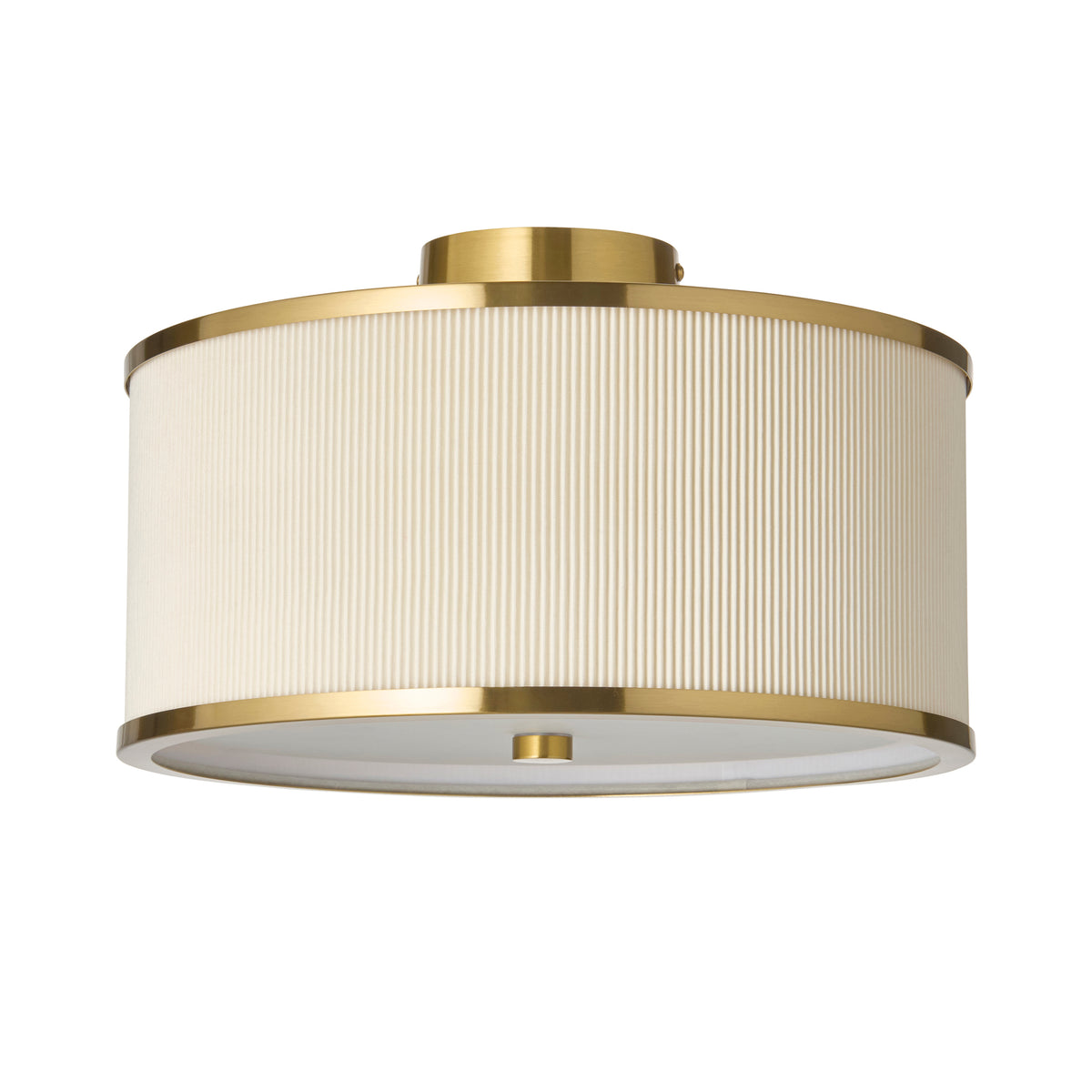 Lexi Flush Ceiling Light in Aged Brass with Ivory Micro Pleated Shade