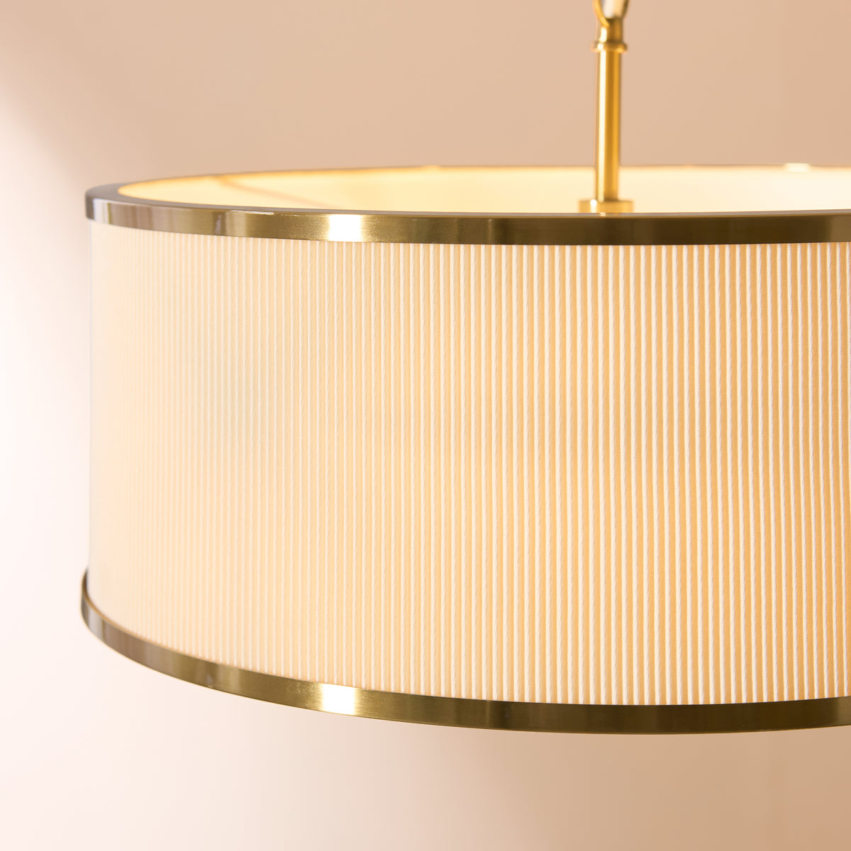 Lexi Three Light Pendant in Aged Brass with Ivory Micro Pleated Shade