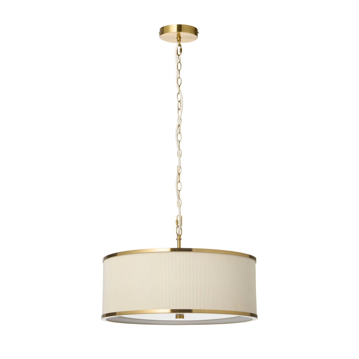 Lexi Three Light Pendant in Aged Brass with Ivory Micro Pleated Shade