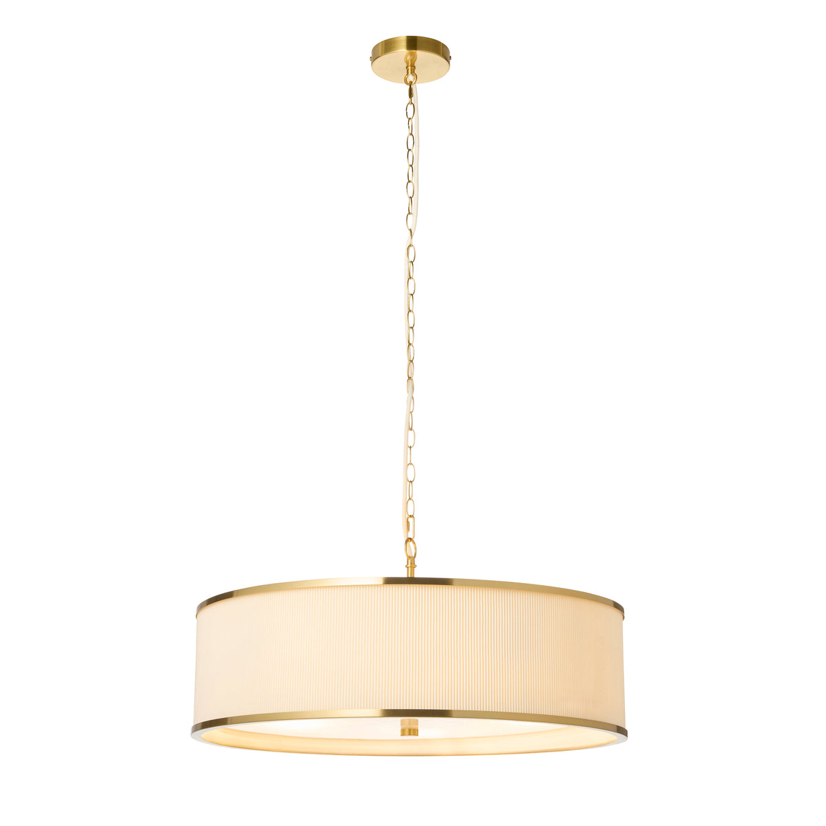 Lexi Five Light Pendant in Aged Brass with Ivory Micro Pleated Shade