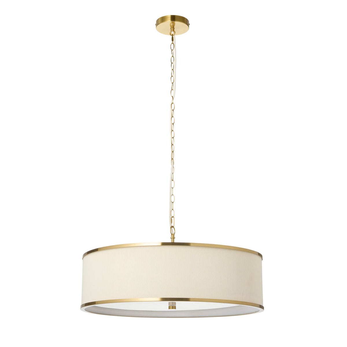 Lexi Five Light Pendant in Aged Brass with Ivory Micro Pleated Shade