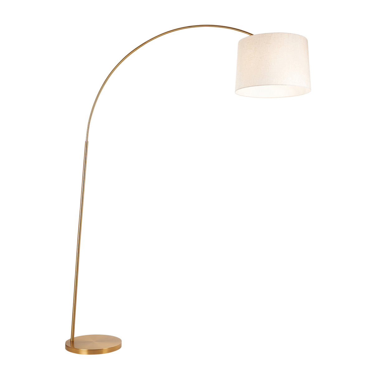 Carlson XL Arch Floor Lamp in Warm Brass with Natural Fabric Shade