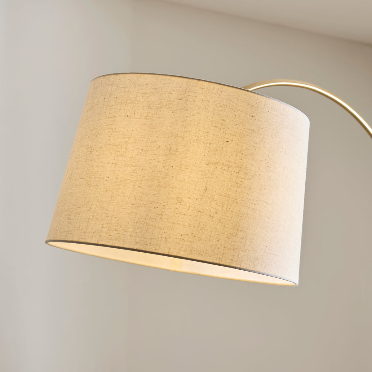 Carlson XL Arch Floor Lamp in Warm Brass with Natural Fabric Shade