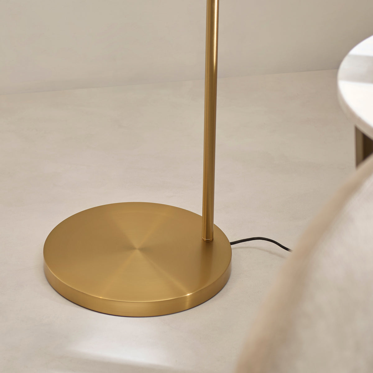 Carlson XL Arch Floor Lamp in Warm Brass with Natural Fabric Shade