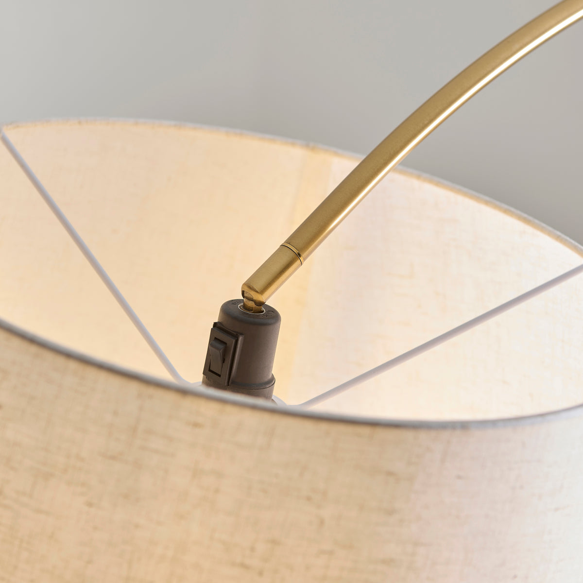 Carlson XL Arch Floor Lamp in Warm Brass with Natural Fabric Shade