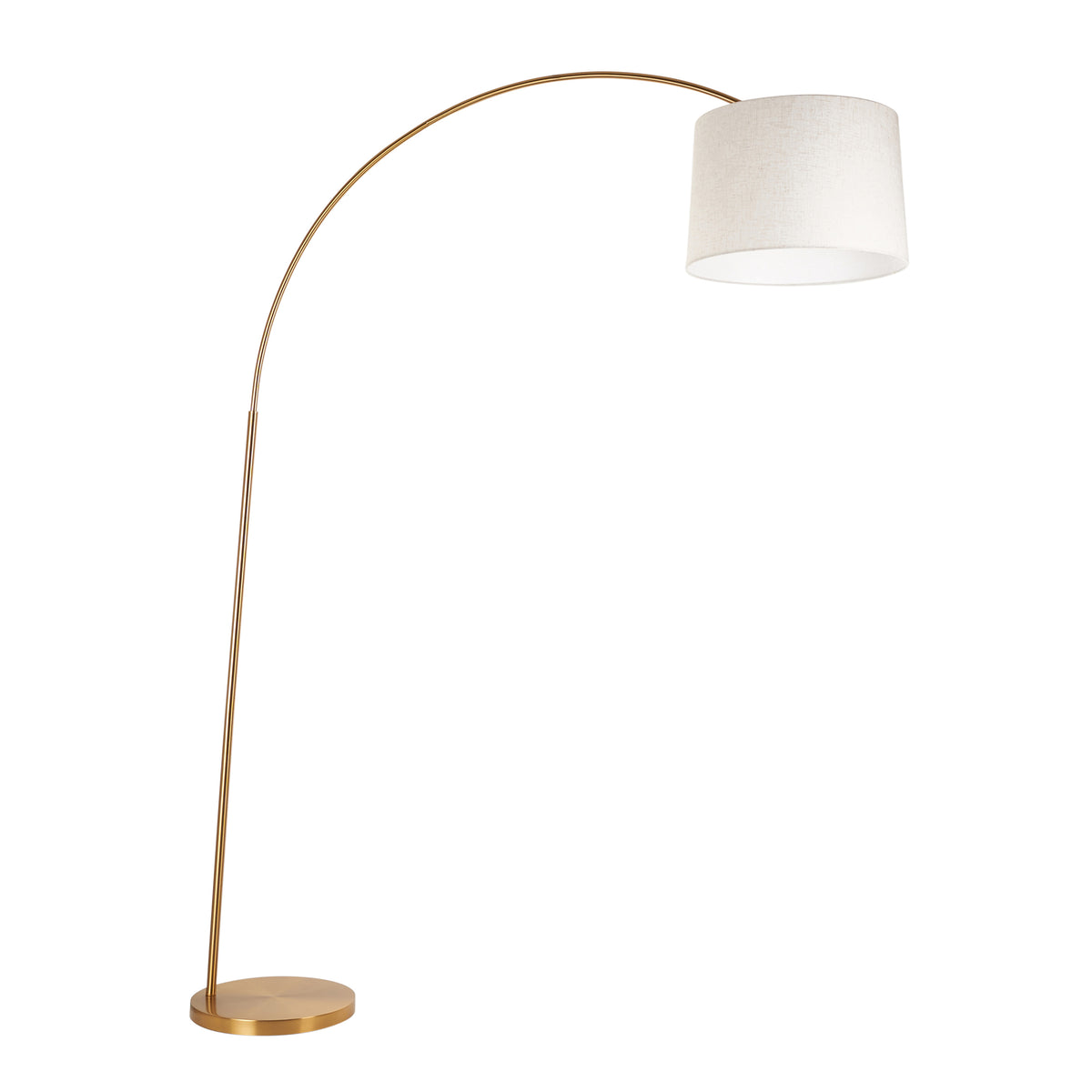 Carlson XL Arch Floor Lamp in Warm Brass with Natural Fabric Shade