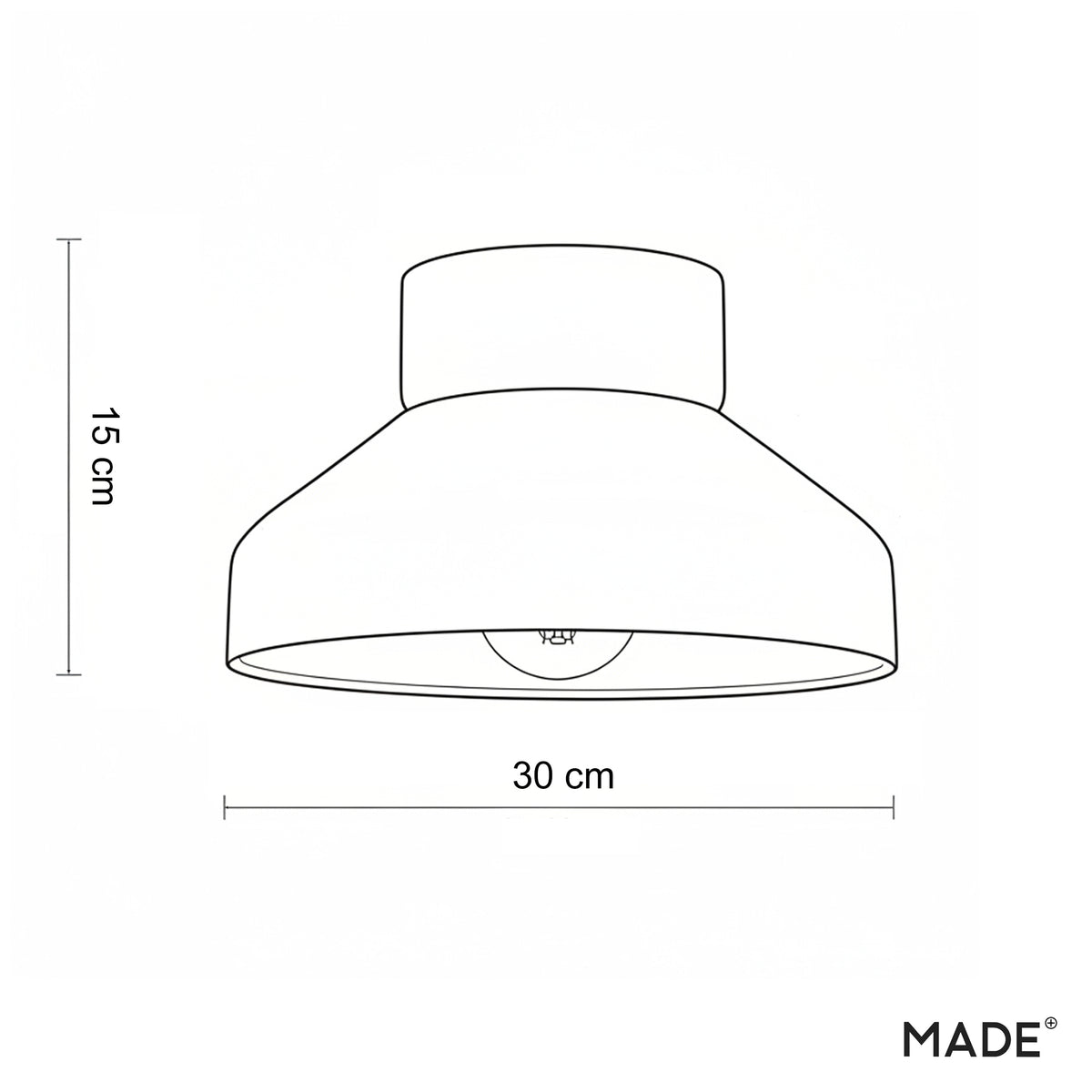 Albert Semi Flush Ceiling Light in Cream with Rubberwood Detail