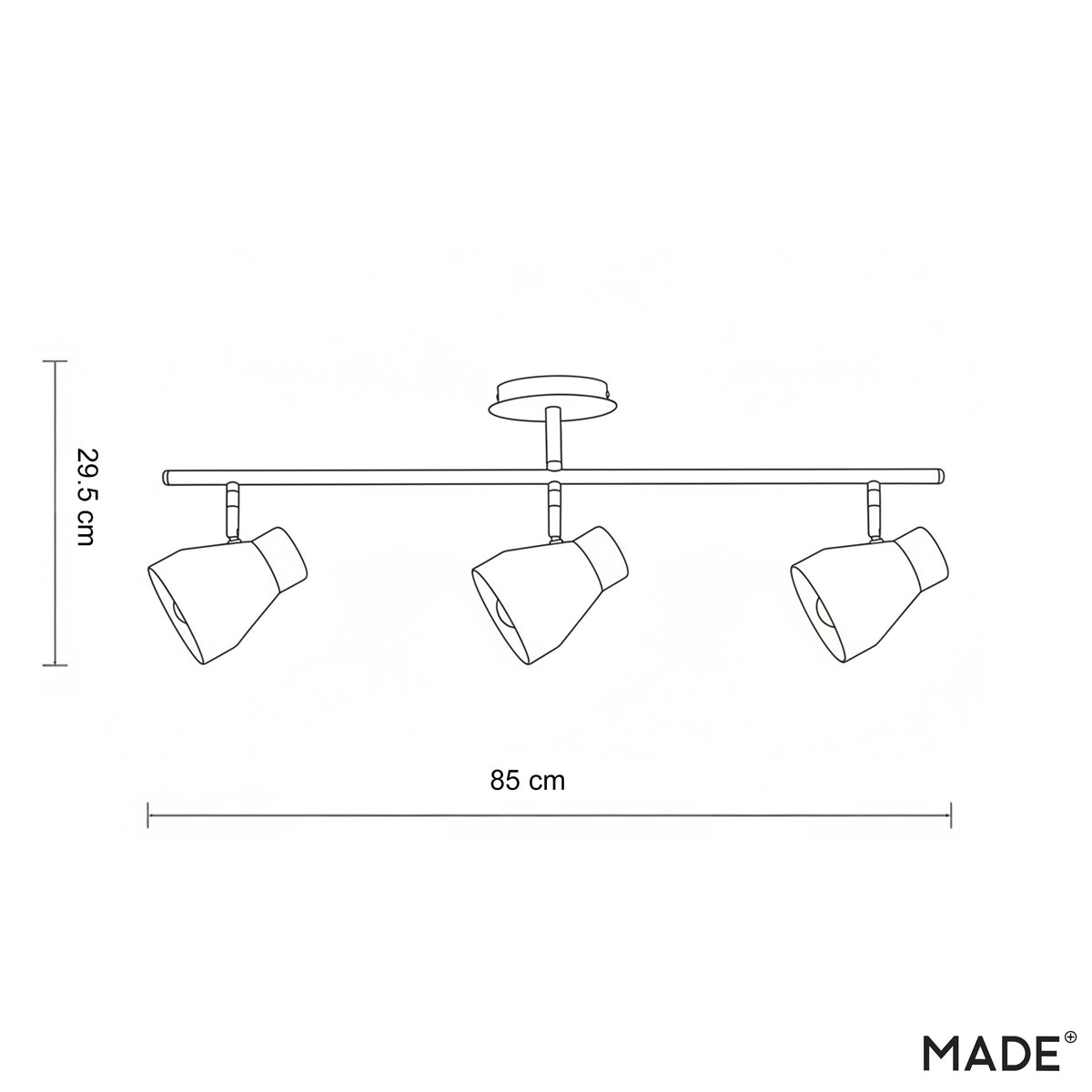 Albert 3 Light Bar Spotlight in Cream with Rubberwood Detail