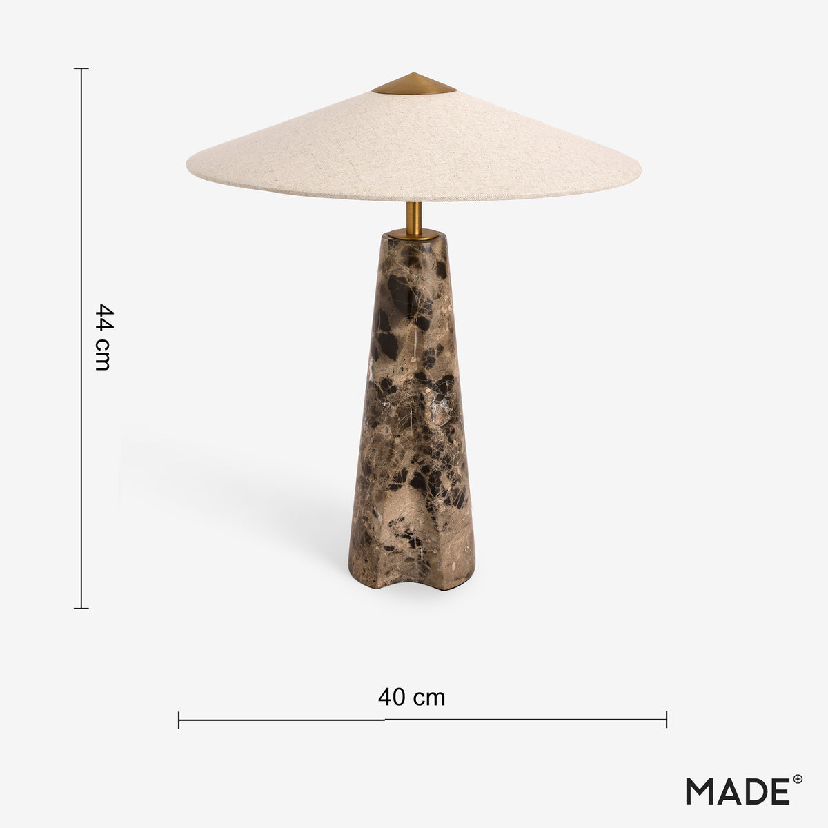 Heath Marble Table Lamp in Black & Brown with Faux Linen Shade