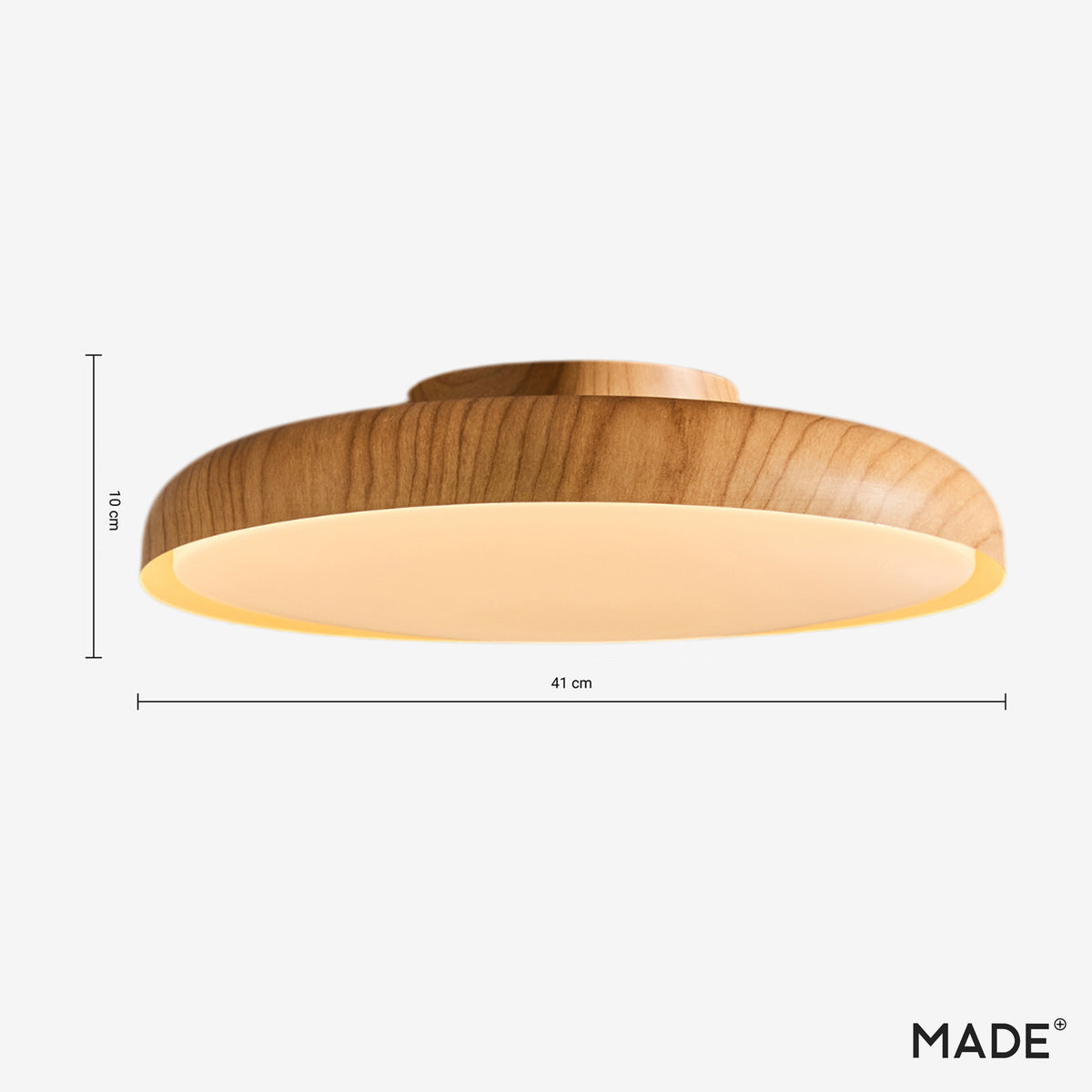 Nura IP44 Semi Flush LED Bathroom Ceiling Light in Wood Effect