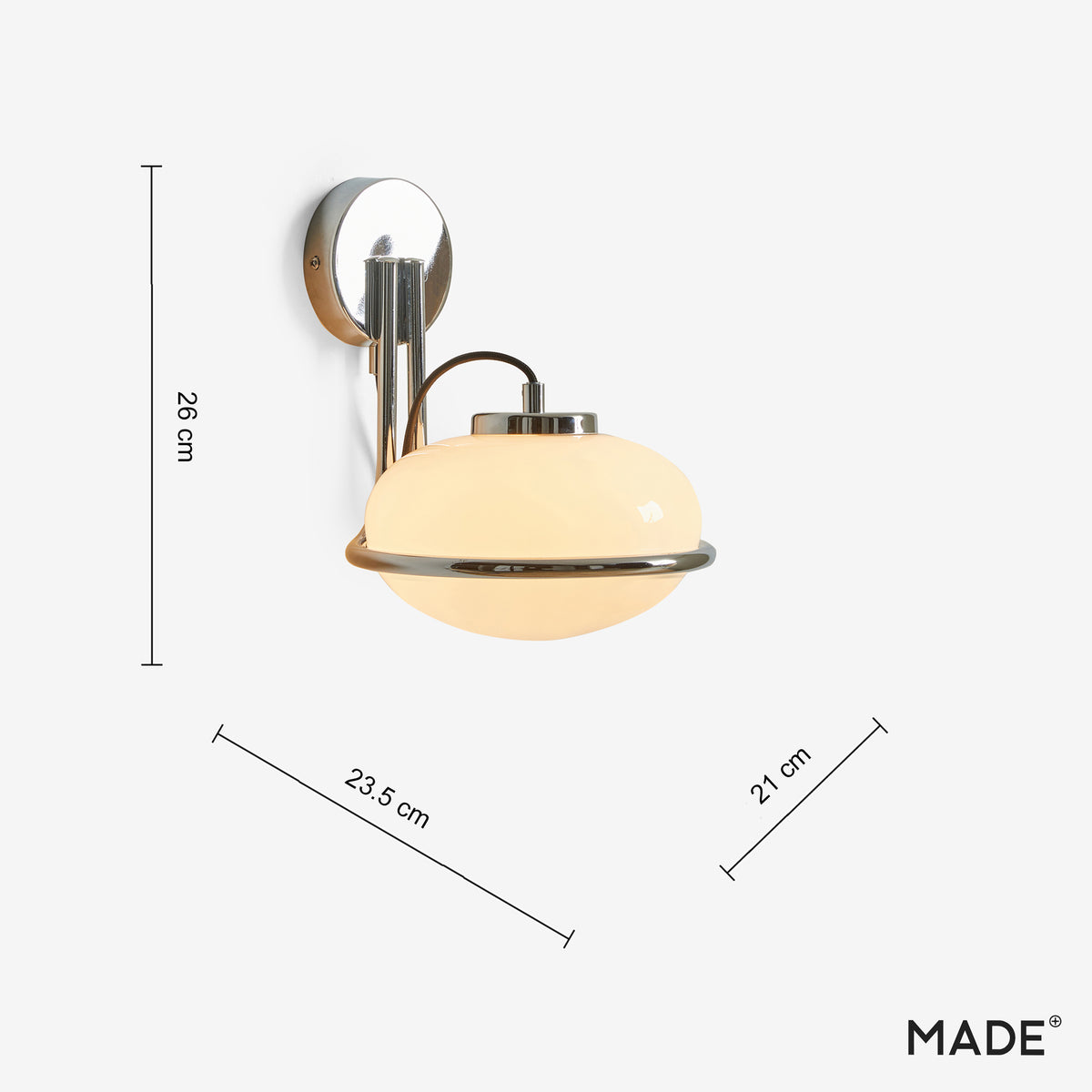 Piper Wall Light in Polished Chrome with Opal Glass Shade
