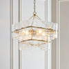 Venice Four Light Two Tier Square Pendant with Clear Textured Glass Panels