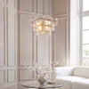 Venice Ten Light Three Tier Square Pendant with Clear Textured Glass Panels