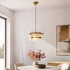 Ancara Three Light Pendant in Brushed Aged Brass with Clear Textured Glass Panels